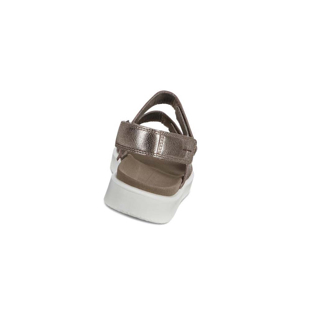 Women's Ecco Flowt Flat Sandals Silver | USA 179HAP